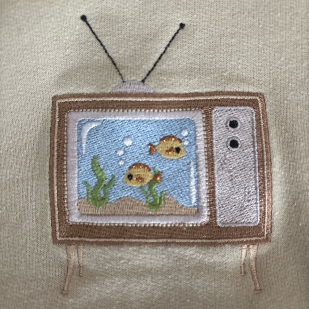 Cream/ Biege Sweatshirt with TV Fish Embroidery - Picture 6 of 7